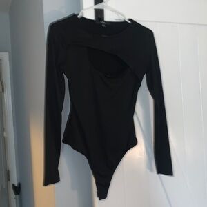 Lulus, black bodysuit with chest cutout, long sleeved